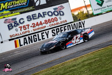 The #42 car on track during a daytime race